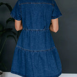Button Up Short Sleeve Denim Dress - Crazy Like a Daisy Boutique #