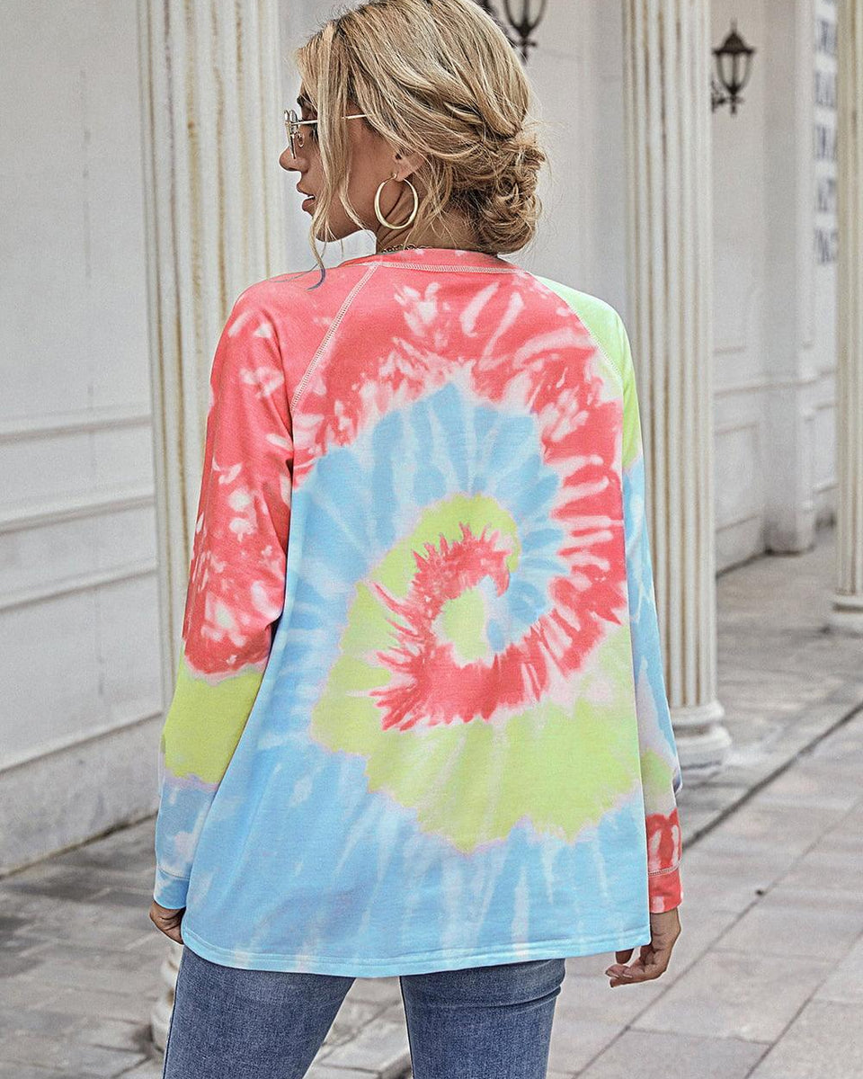 Printed Round Neck Raglan Sleeve Tee - Crazy Like a Daisy Boutique