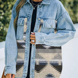 Collared Neck Dropped Shoulder Denim Jacket - Crazy Like a Daisy Boutique