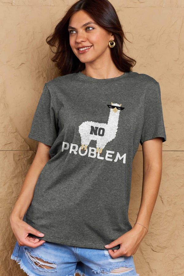 Simply Love Full Size NO PROBLEM Graphic Cotton Tee - Crazy Like a Daisy Boutique #