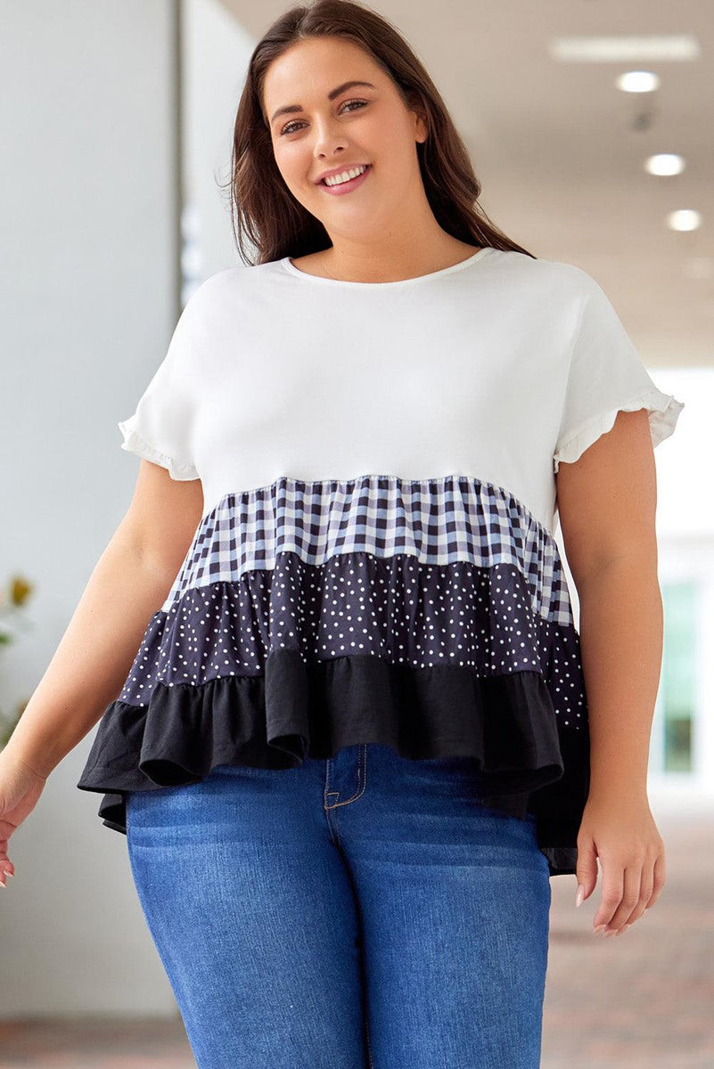 Plus Size Plaid Ruffled Babydoll Top - Crazy Like a Daisy Boutique