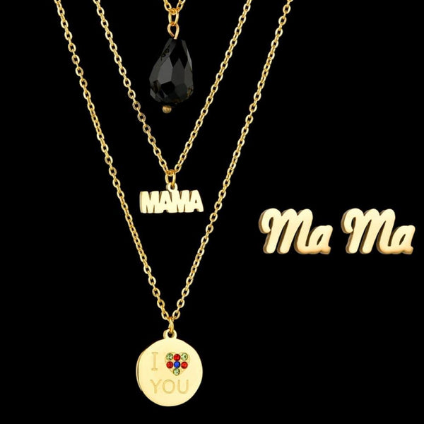 Triple-layer MAMA I LOVE YOU 18K gold-plated Pemdant Combo Deal - Crazy Like a Daisy Boutique #