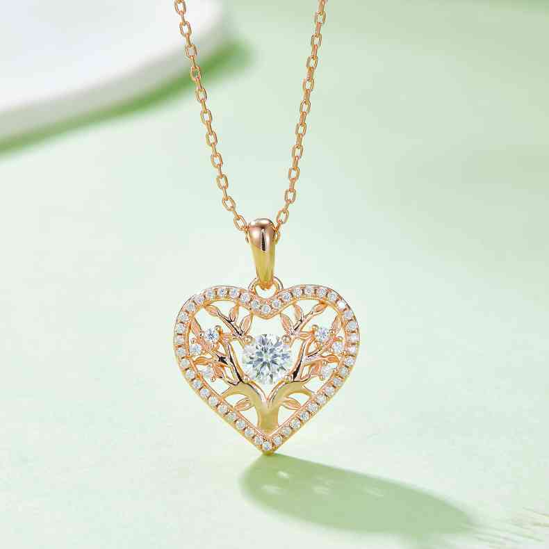 Moissanite 925 Sterling Silver Heart Shape Necklace - Crazy Like a Daisy Boutique