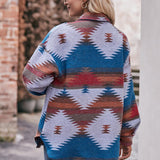 Geometric Dropped Shoulder Jacket with Pockets - Crazy Like a Daisy Boutique