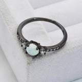 Round Opal Ring 925 Sterling Silver/black gold-plated - Crazy Like a Daisy Boutique