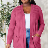 Basic Bae Full Size Ribbed Open Front Cardigan with Pockets - Crazy Like a Daisy Boutique