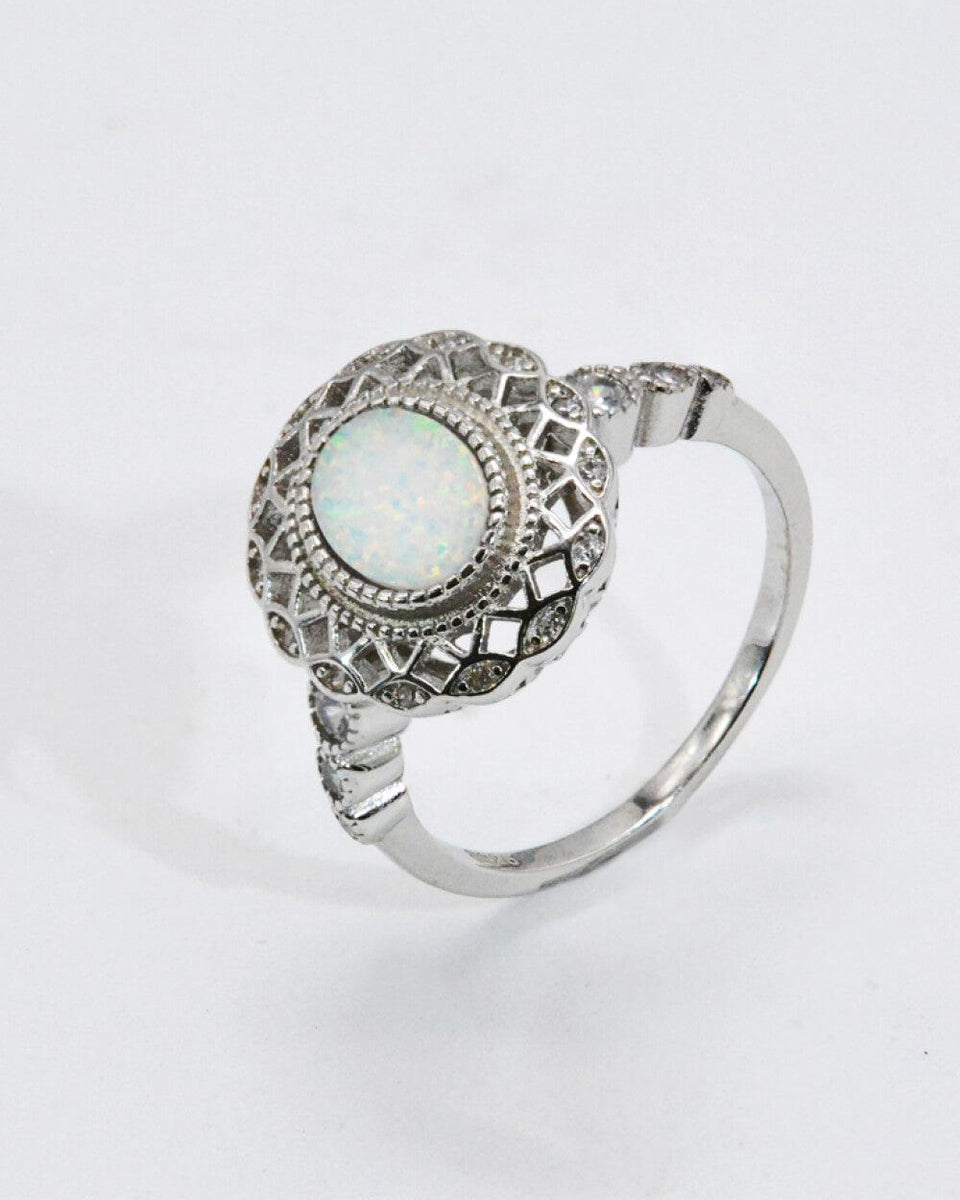 Feeling The Love 925 Sterling Silver Round Opal Ring - Crazy Like a Daisy Boutique