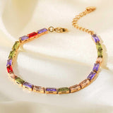 Multicolored Cubic Zirconia Bracelet 18K Gold Plated - Crazy Like a Daisy Boutique