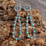 Flower Artificial Turquoise Teardrop Earrings - Crazy Like a Daisy Boutique
