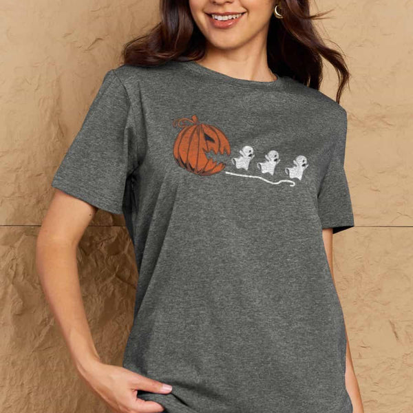 Simply Love Full Size Jack-O'-Lantern Graphic Cotton Tee - Crazy Like a Daisy Boutique #
