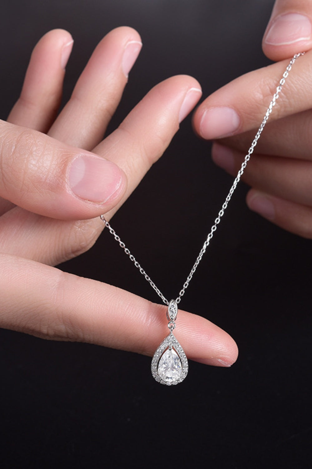 1.5 Carat Moissanite 925 Sterling Silver Teardrop Necklace - Crazy Like a Daisy Boutique #