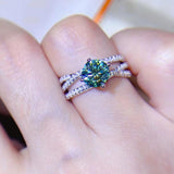 1 Carat Moissanite Contrast 925 Sterling Silver Ring - Crazy Like a Daisy Boutique #