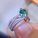 1 Carat Moissanite Contrast 925 Sterling Silver Ring - Crazy Like a Daisy Boutique #