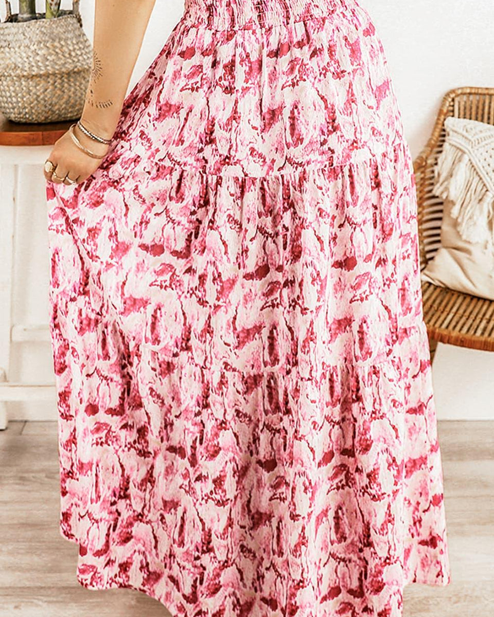 Printed Smocked Waist Maxi Skirt - Crazy Like a Daisy Boutique