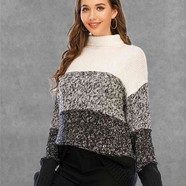 Color Block Turtleneck Sweater - Crazy Like a Daisy Boutique #
