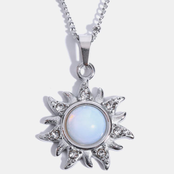 Opal Sun Pendant Stainless Steel Necklace - Crazy Like a Daisy Boutique