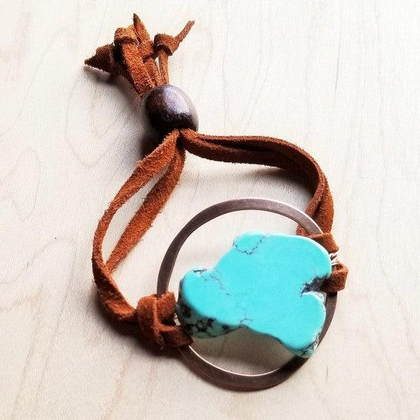 Turquoise Bracelet Stone Slab & Adjustable Ties - Crazy Like a Daisy Boutique