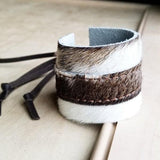 Leather Cuff Adjustable Tie-Hair Light Brindle - Crazy Like a Daisy Boutique