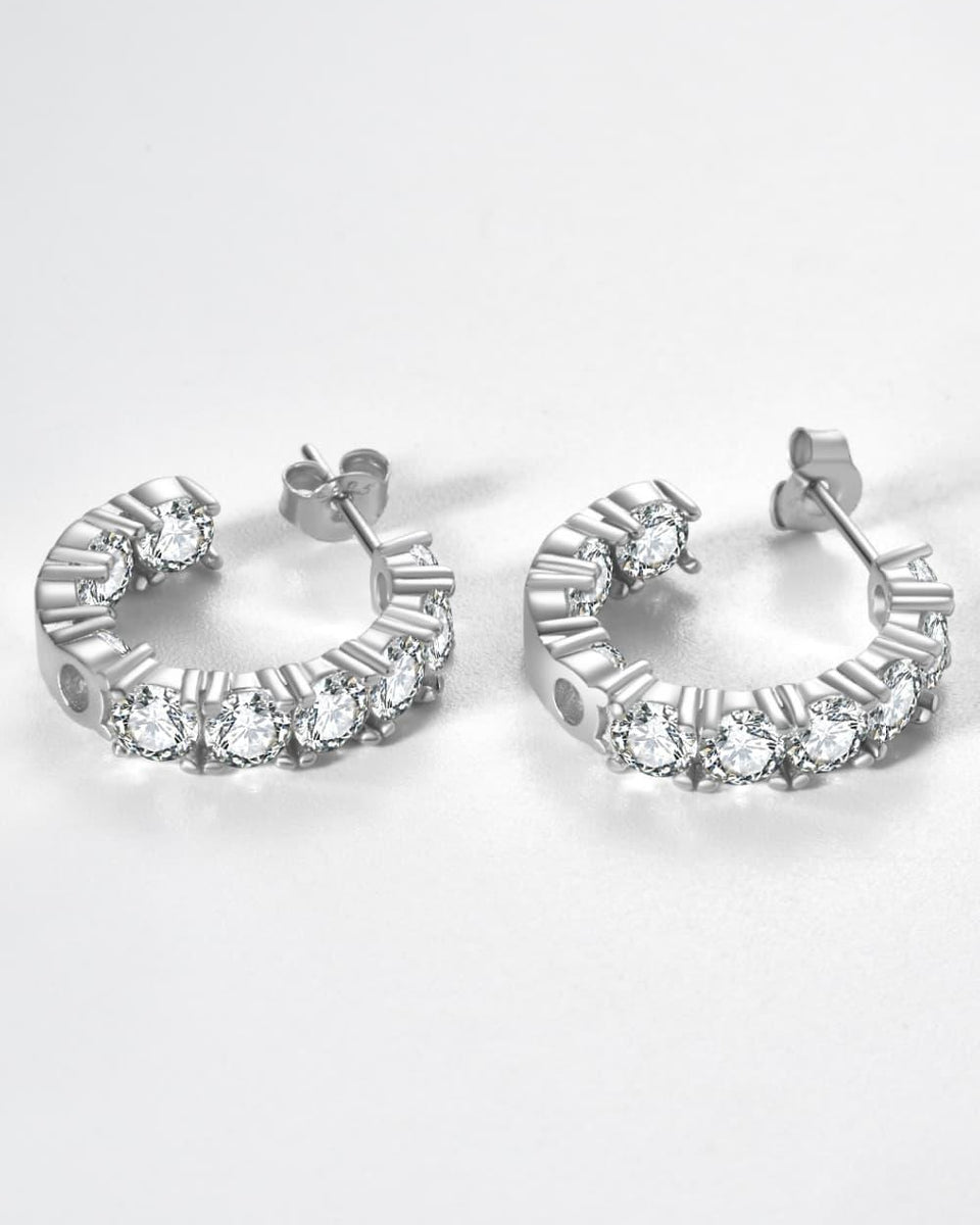 Inlaid Zircon C-Hoop Earrings - Crazy Like a Daisy Boutique