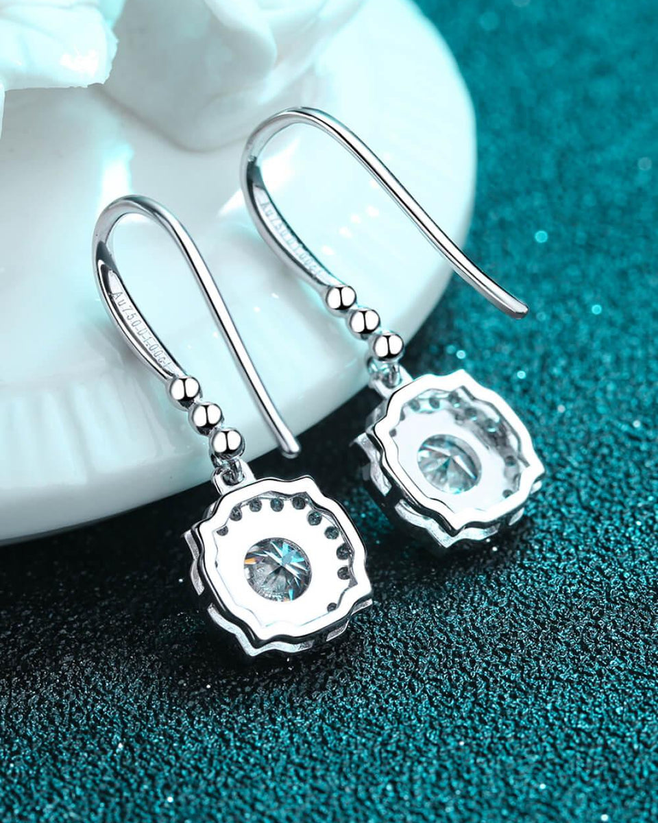 Moissanite Hook Earrings Sterling Silver - Crazy Like a Daisy Boutique