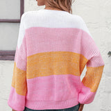 Round Neck Color Block Ribbed Pullover Sweater - Crazy Like a Daisy Boutique