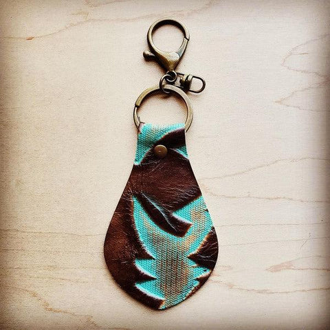 4" Embossed Leather Keychain in Turquosie Laredo - Crazy Like a Daisy Boutique