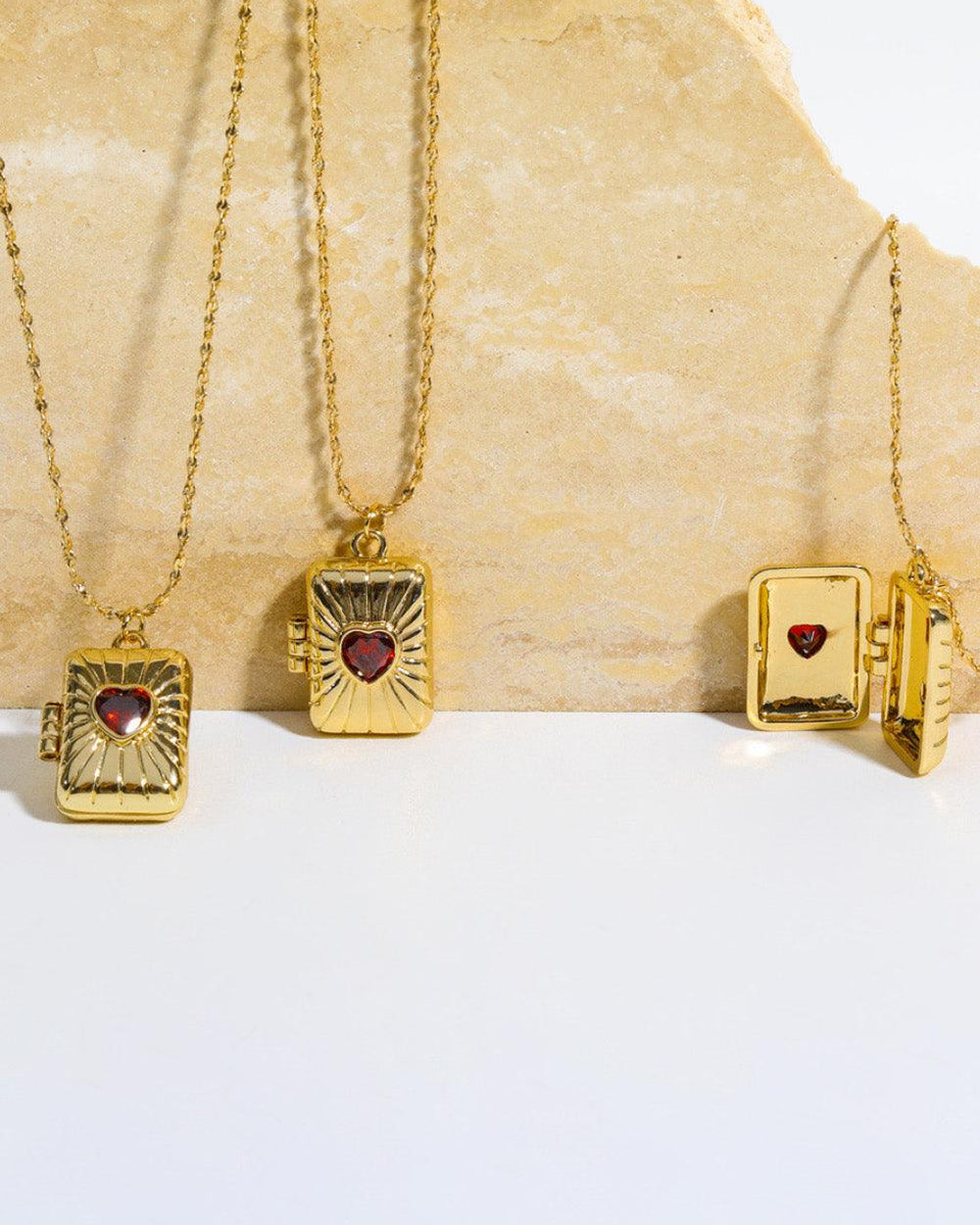 Heart Zircon Box Pendant Copper Necklace - Crazy Like a Daisy Boutique