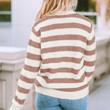 Striped Round Neck Long Sleeve Sweater - Crazy Like a Daisy Boutique