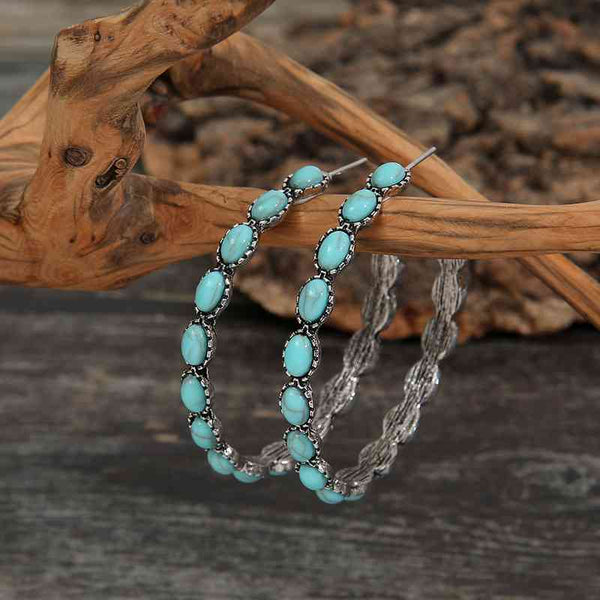 Artificial Turquoise C-Hoop Earrings - Crazy Like a Daisy Boutique #