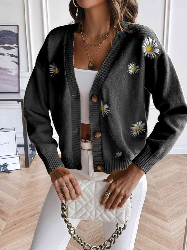 Floral Button Up Cardigan - Crazy Like a Daisy Boutique #