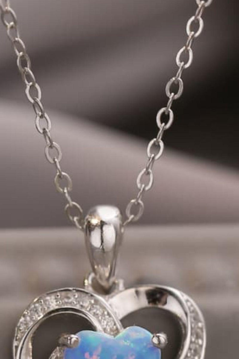 Opal Heart Pendant Necklace - Crazy Like a Daisy Boutique
