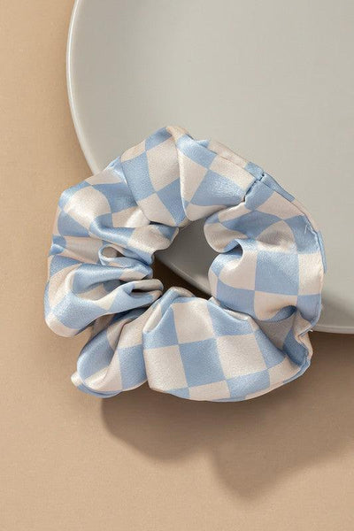 Checkered soft satin hair scrunchies - Crazy Like a Daisy Boutique