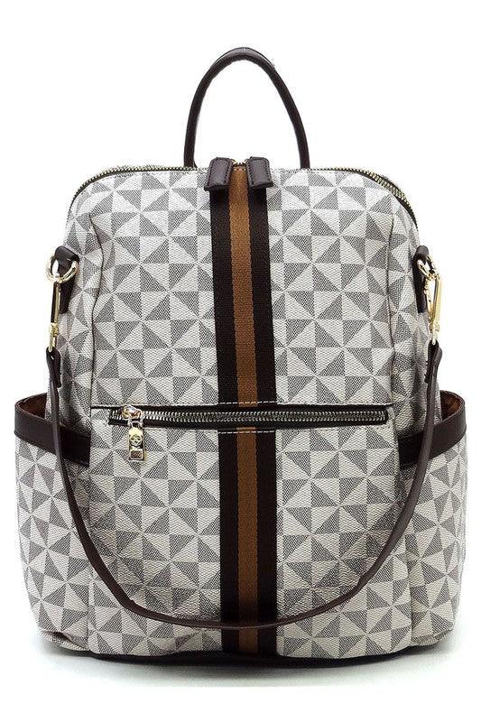 PM Monogram Striped Convertible Backpack - Crazy Like a Daisy Boutique