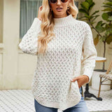 Slit Long Sleeve Mock Neck Sweater - Crazy Like a Daisy Boutique #