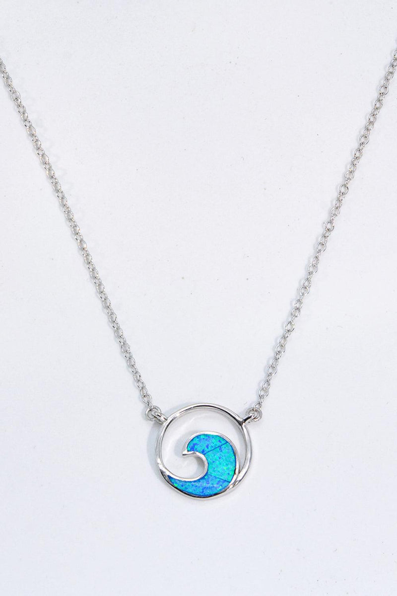Blue Opal Wave Pendant Necklace - Crazy Like a Daisy Boutique