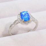 Blue Opal and Zircon 925 Sterling Silver Ring - Crazy Like a Daisy Boutique
