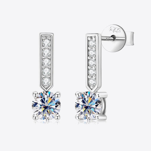 Moissanite and Zircon 925 Sterling Silver Drop Earrings - Crazy Like a Daisy Boutique
