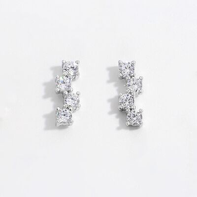 925 Sterling Silver Inlaid Zircon Stud Earrings - Crazy Like a Daisy Boutique #