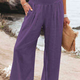 Full Size Smocked Waist Wide Leg Pants - Crazy Like a Daisy Boutique #