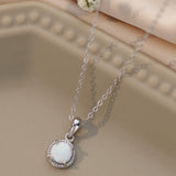 Opal Round Pendant Chain Necklace - Crazy Like a Daisy Boutique #
