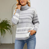Geometric Turtleneck Long Sleeve Sweater - Crazy Like a Daisy Boutique