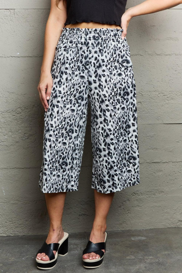 Ninexis Leopard High Waist Flowy Wide Leg Pants with Pockets - Crazy Like a Daisy Boutique #