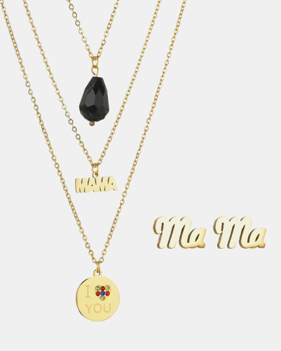 Triple-layer MAMA I LOVE YOU 18K gold-plated Pemdant Combo Deal - Crazy Like a Daisy Boutique