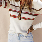 Striped Collared Neck Rib-Knit Top - Crazy Like a Daisy Boutique