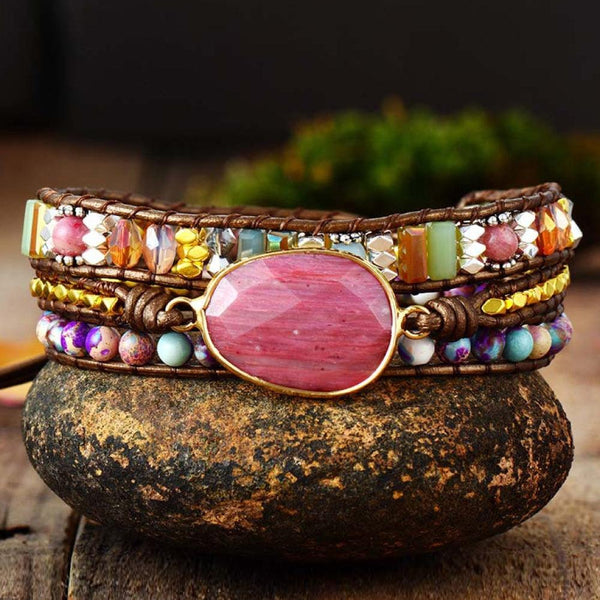 Handmade Crystal Beaded Natural Stone Bracelet - Crazy Like a Daisy Boutique #