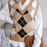 Plaid V-Neck Sweater Vest - Crazy Like a Daisy Boutique #