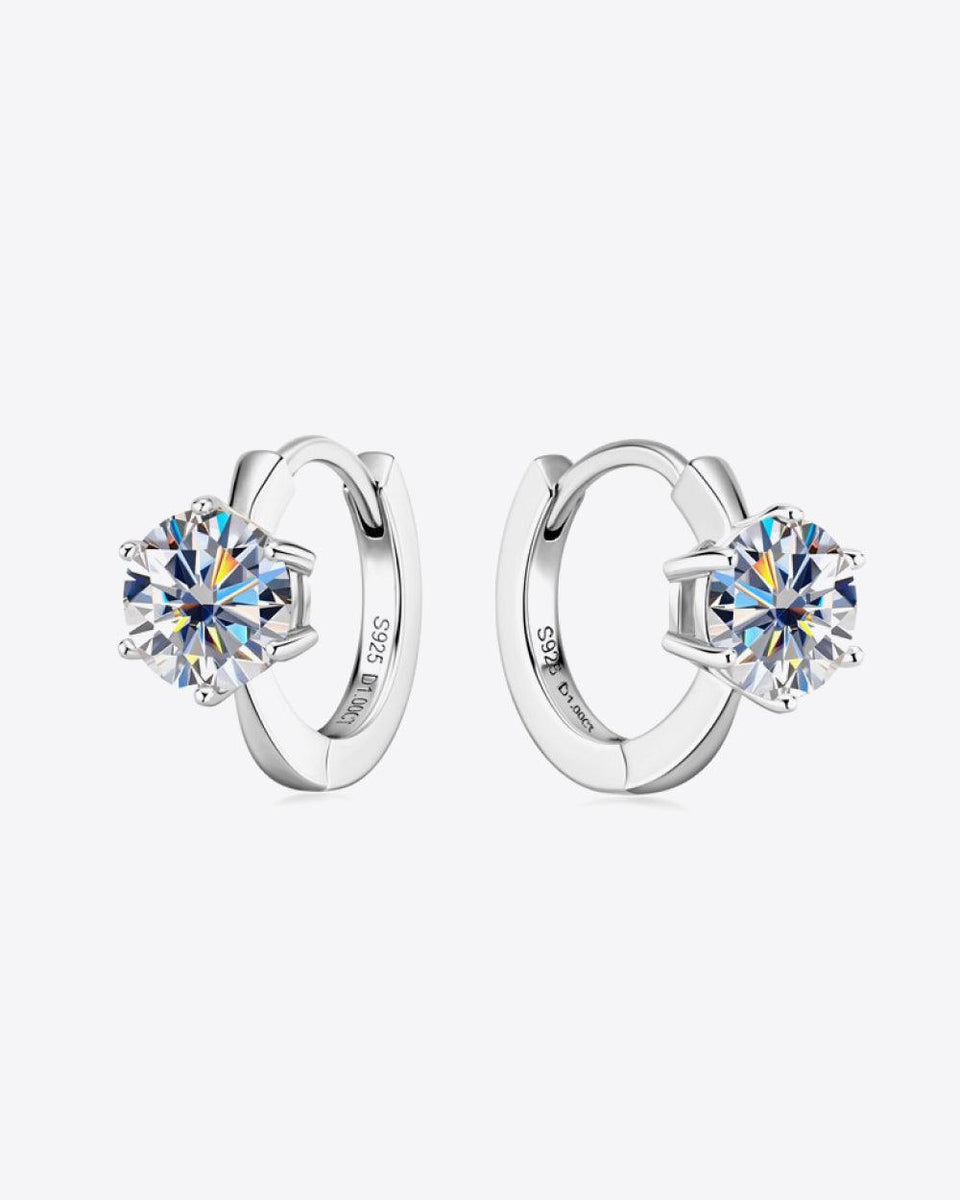 2 Carat Moissanite 925 Sterling Silver Huggie Earrings - Crazy Like a Daisy Boutique