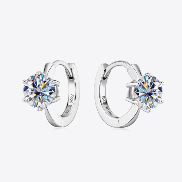 2 Carat Moissanite 925 Sterling Silver Huggie Earrings - Crazy Like a Daisy Boutique #