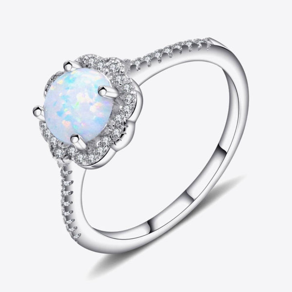 Platinum-Plated 4-Prong Opal Ring - Crazy Like a Daisy Boutique #