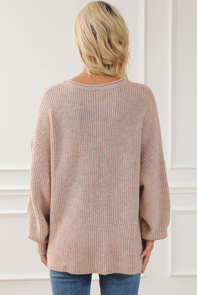 Round Neck Drop Shoulder Sweater - Crazy Like a Daisy Boutique #